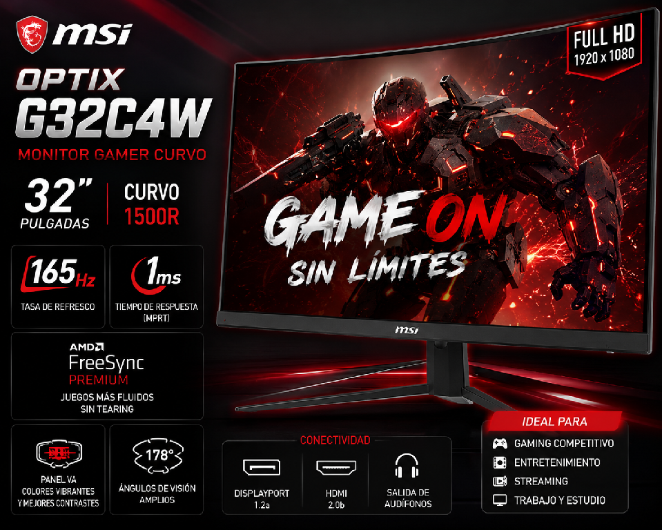MONITOR GAMING MSI OPTIX G32C4W NUEVO Foto 7324158-1.jpg