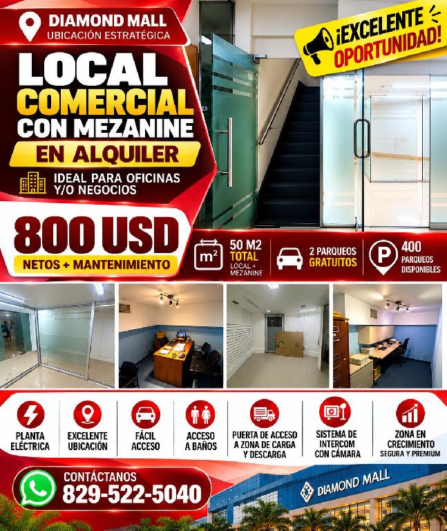 SE ALQUILA LOCAL COMERCIAL CON MEZANINE EN PLAZA DIAMOND MALL Foto 7324717-1.jpg